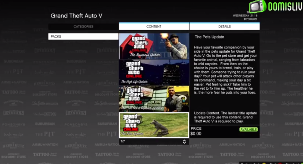 Домашние животные в GTA Online