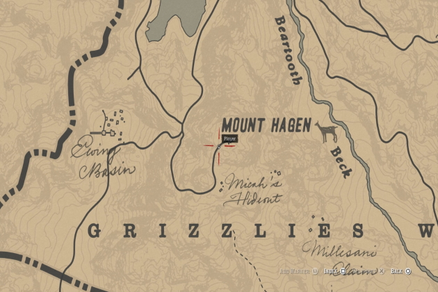 Карта Гора Хаген в Red Dead Redemption 2.