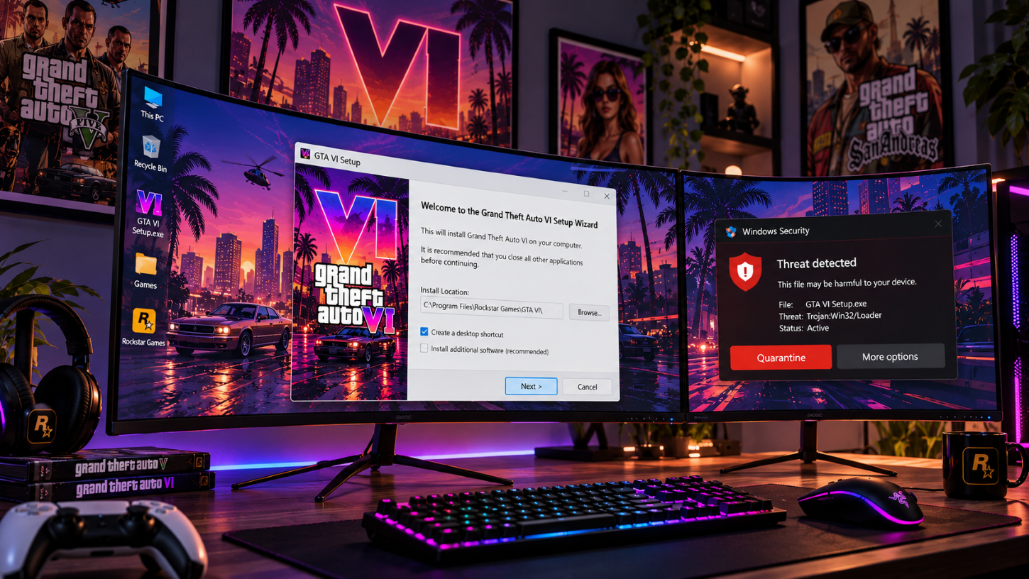 Поддельный установочный файл GTA 6, который может распространять вредоносное ПО